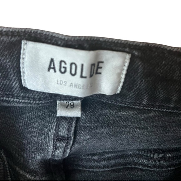 AGOLDE Riley Size 29 Washed Black High Rise Straight Crop Jeans - Picture 3 of 8